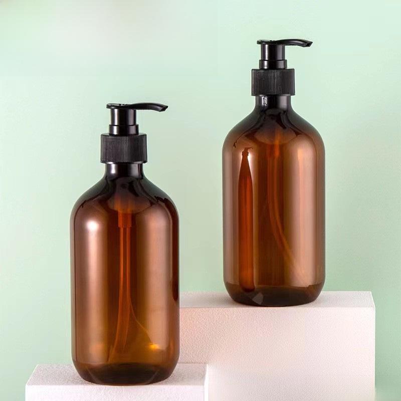 500ml Brown PET Lotion Pump Bottle for Shampoo, Shower Gel, or Hand Sanitizer