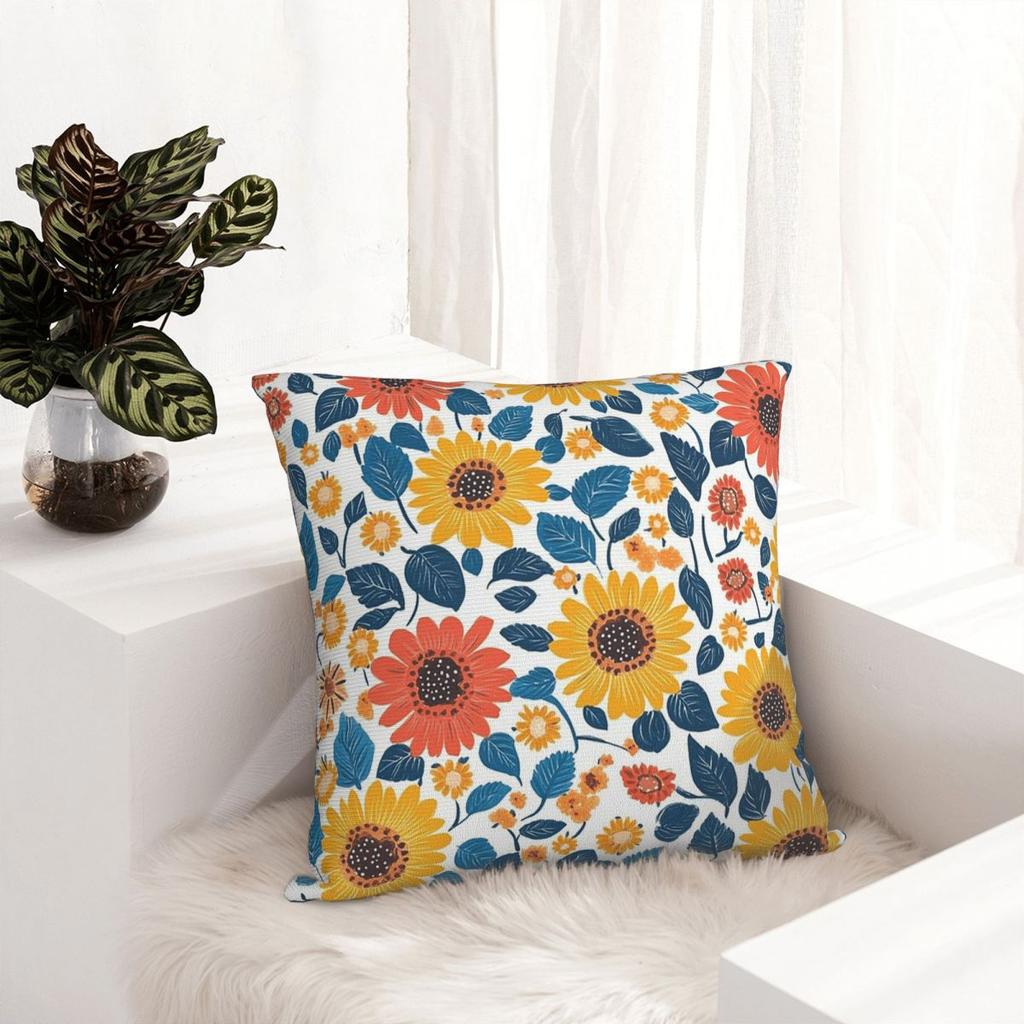 Sunflower Flower Florals Square Pillowcase Cushion Cover Pillow Case Throw Pillow Cover for Home Sofa Living Room