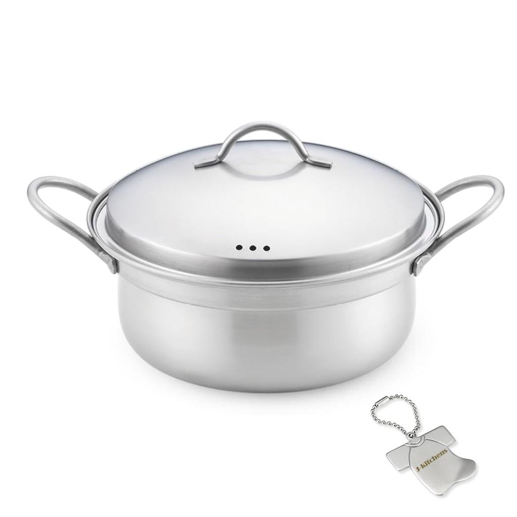 20cm Saucepan for and Gas and Induction Made in Includes Original Tag J-kitchens Double-Handled Shabu-Shabu Yosenabe, Rust-Resistant, Compatible,