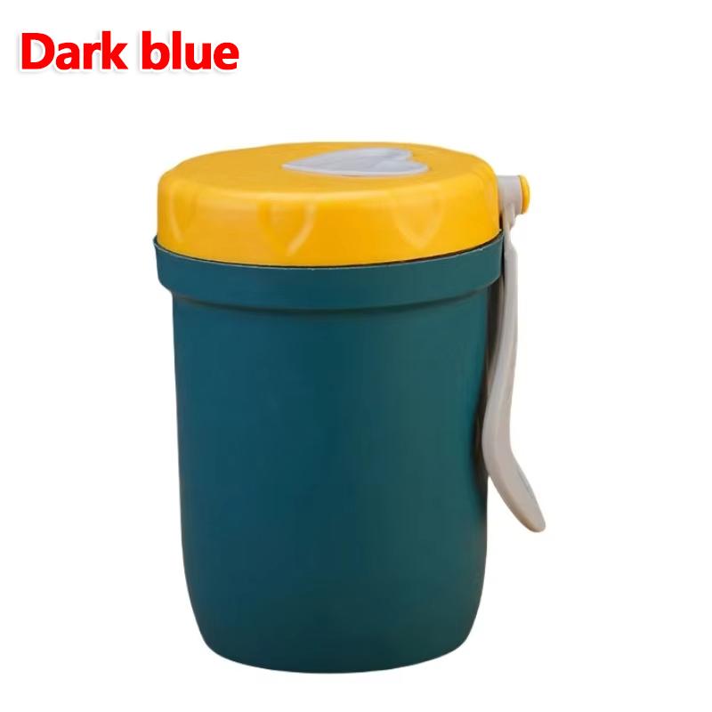 

Суповая чашка из пшеничной соломы, крышка в форме сердца с ручкой, портативная чашка для завтрака для студентов, офиса, дома, не содержит БФА темно-синий