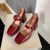 Krazing Pot PU Square Toe Super High Heels Summer Buckle Straps Shoes Big Size 43 Women Waterproof Pumps