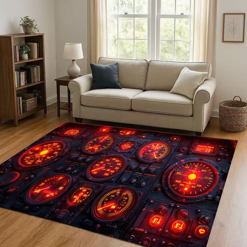 HD Spacecraft Aircraft Cockpit Dashboard Living Room Non Slip Area Rug Carpet for Bedroom Kids Playroom Sofa,Home Decor Doormat