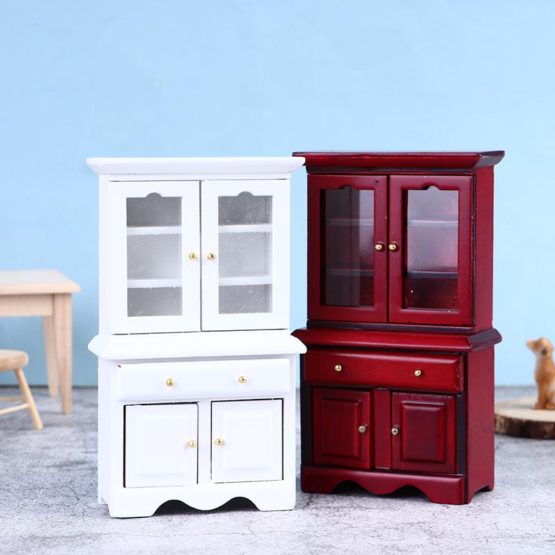 1:12 Dollhouse Miniature Decor Wood Display Cupboard Cabinet Bookcase Bookcase