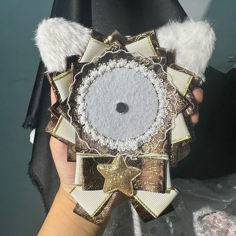 Cute Lolita Badge Base Tray with Cat Ear Handmade Badge Holders for Itabag Ornament Decoration DIY Handcrafted Accessorie