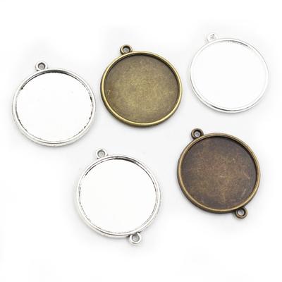 10pcs 25mm Inner Size Double Side Pendant Cabochon Blank Base Setting Tray DIY Jewelry Making Accessories Findings