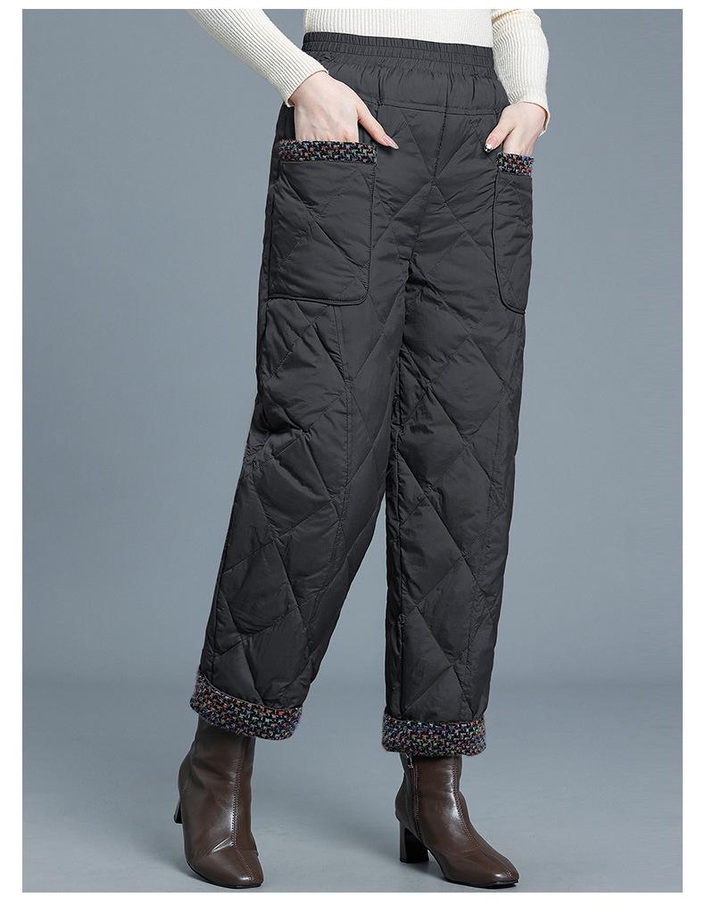 Chic High-Waisted Goose Down Winter Pants for Middle-Aged Women