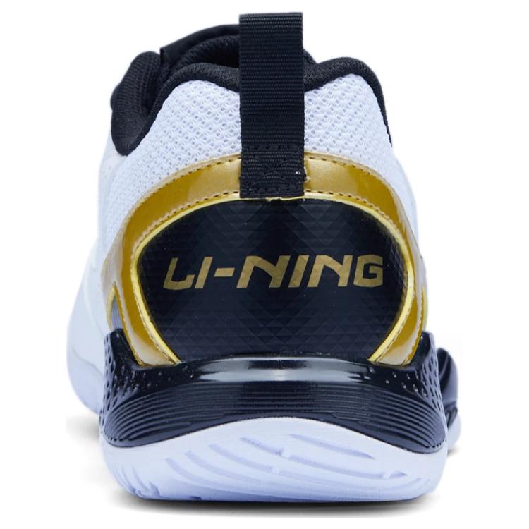 Li Ning Gale Lite Slip Resistant Abrasion Resistant Low top Badminton Shoes Unisex White Gold Black AYTU025-3
