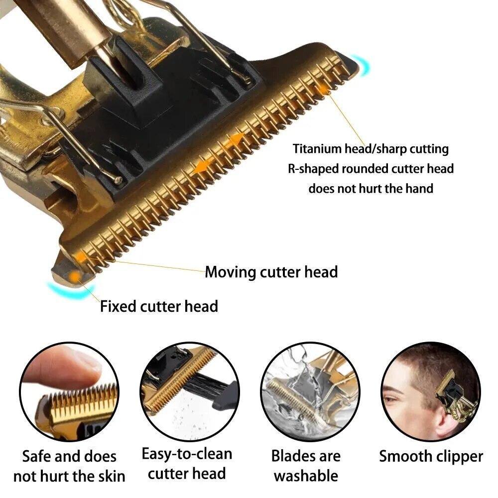 Vintage T9 Electric Cordless Hair Cutting Machine Professional Hair Barber Trimmer For Men Clipper Shaver Beard Lighter