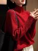 Women's Premium Soft Knit Wool Sweater, High Neck, Loose Fit, Gold Thread, Thick Layer, Autumn/Winter Fashionable Wear.