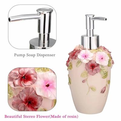 1Pcs Soap Dispenser Refillable Soap Dispenser Resin Bottle Floral Classic Design Hand Soap Pump For KitchenFor Bathroom Supplies