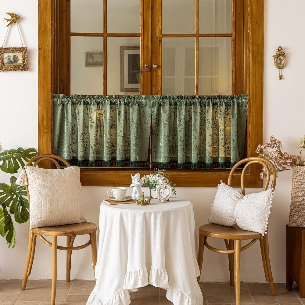 Pastoral Style Tulle Kitchen Curtain Sheer Voile Window Drapes Room Partition Curtain Living Room