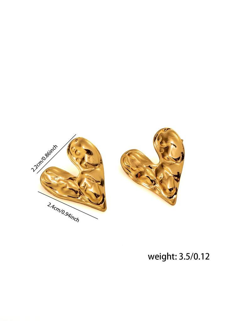 Gold C-Shaped Round Hoop Earrings with Bright Surface, French Light Luxury, High-End Stainless Steel