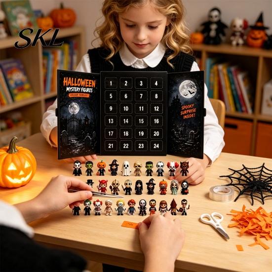 Giochi di Festa in Famiglia Calendario dell'Avvento di Halloween 2026, Scatola Conto alla Rovescia di 24 Giorni con Figure Festive 3D, Set di Giocattoli Spettrali da Collezione per Bambini, Regalo
