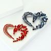 Rhinestone Heart Brooch for Women Flower Love Office Party Lapel Pins Gifts