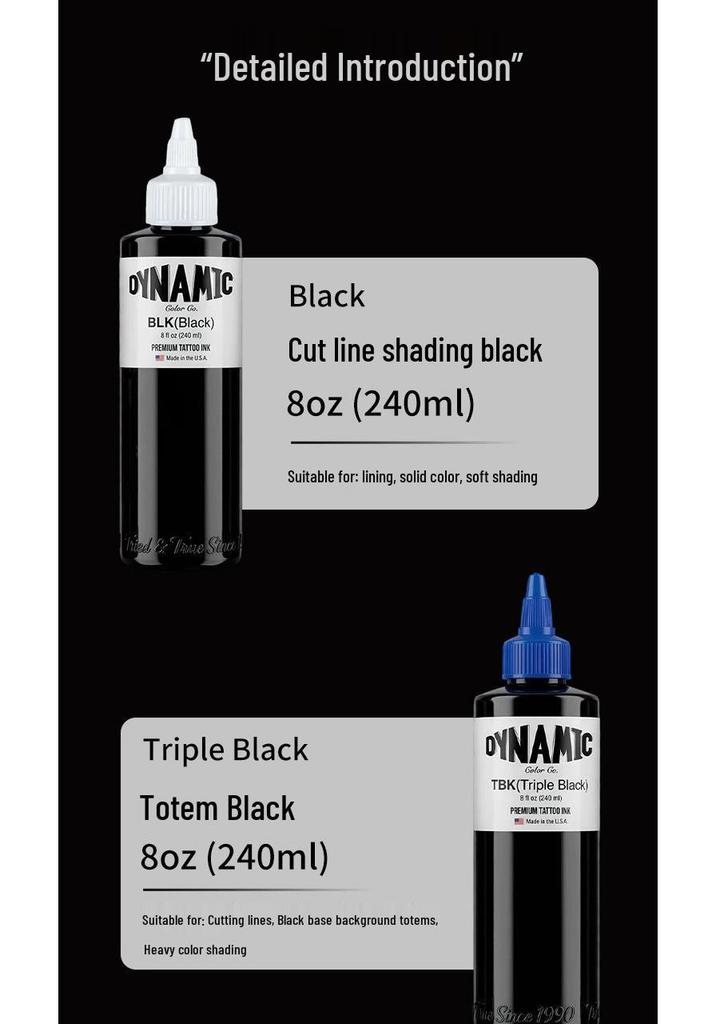 Set de Tintas Dinámicas para Tatuajes: Pigmentos Triple y Totem Negro, Negro Congo y Blanco