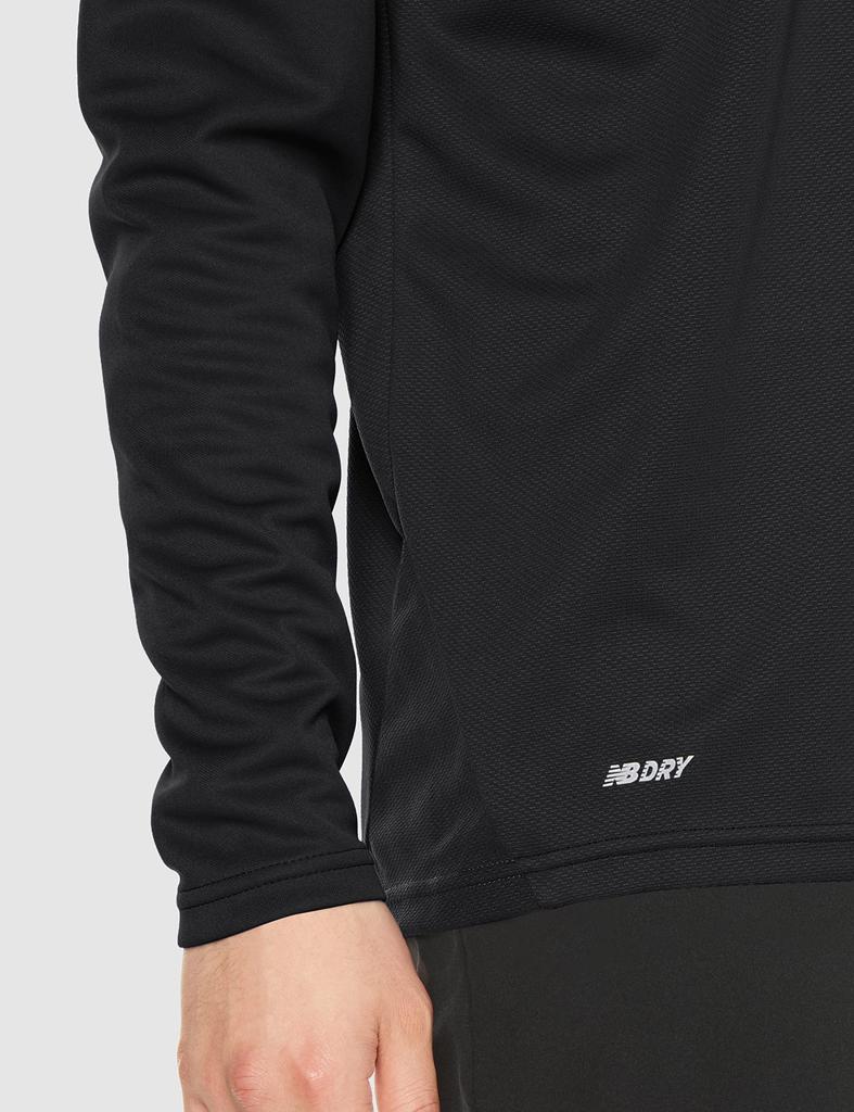 New Balance AMT25206 Soccer Jersey S Warm-up Half-Zip T-Shirt, Black,