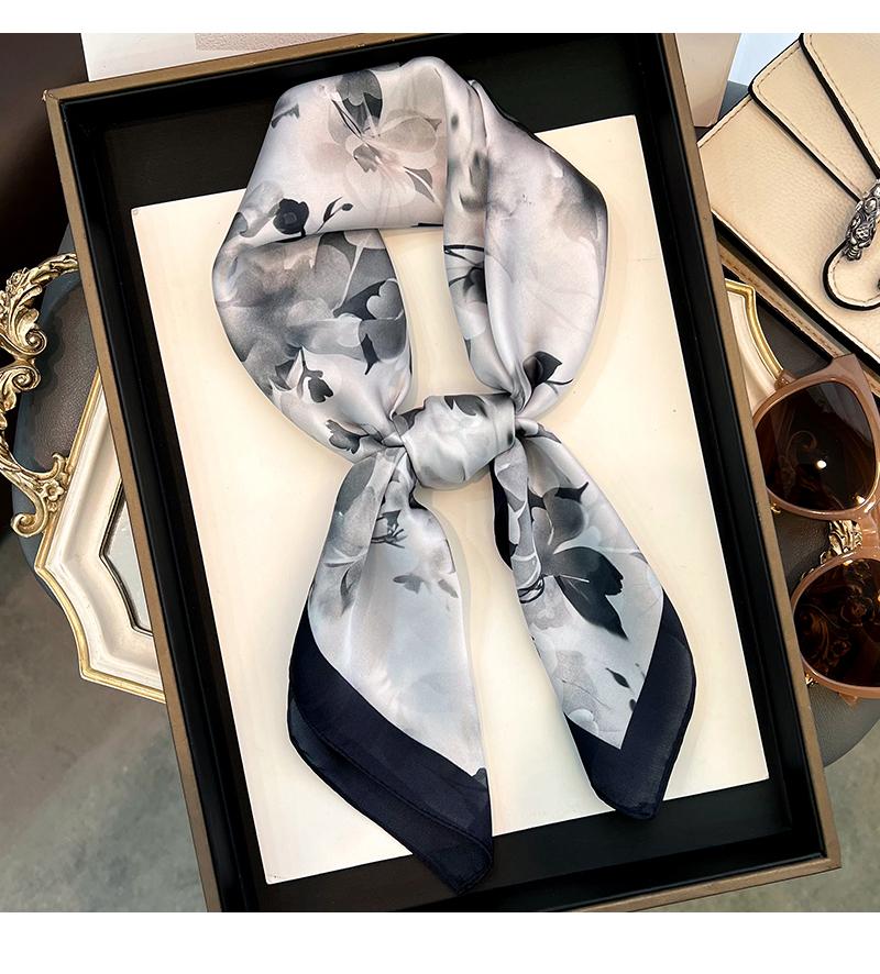 Korean Style Floral Printed Small Square Scarf Women Summer Spring Versatile Neck Scarf