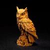 4.32 Inches Natural Cypress Tree Animal Owl Statue Solid Wood Carving Living Room Office Car Decoration Ornament