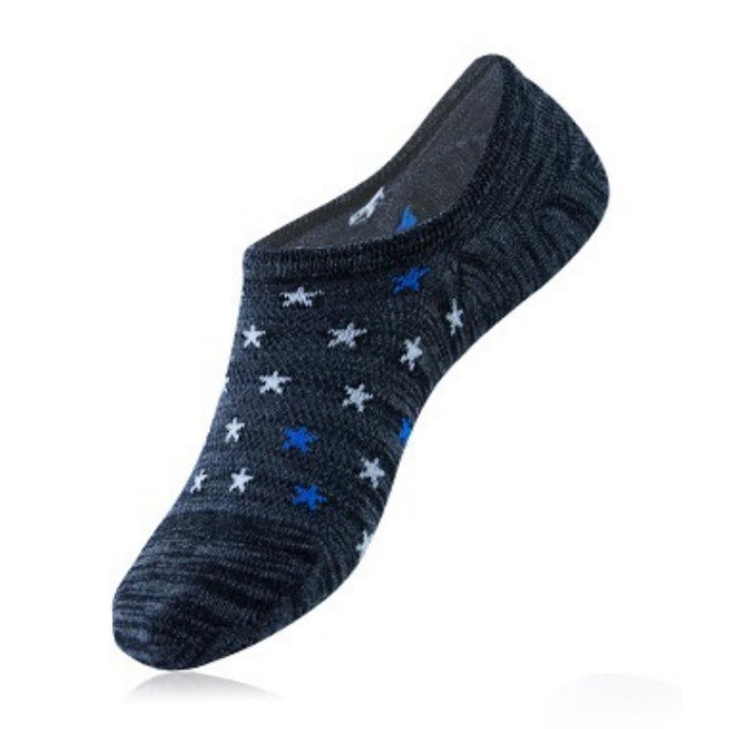 

Летние носки, Мужские хлопковые короткие носки, Тонкие невидимые носки-лодочки, Низкие с мелким вырезом, Силиконовые противоскользящие, Мультяшные звезды 1 pair темно серый