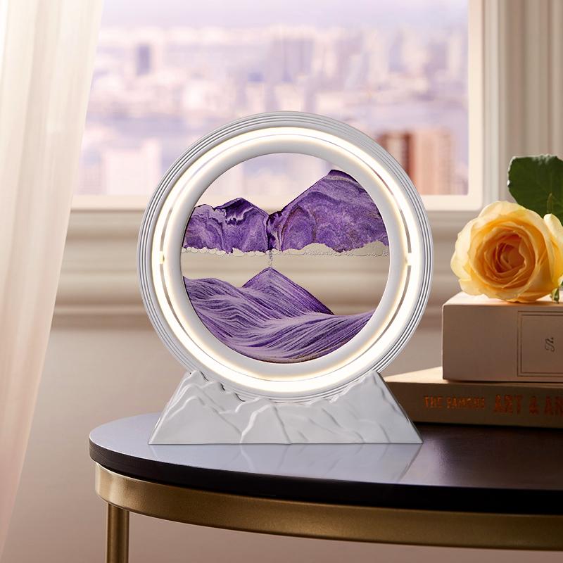 Sandscape Moving Sand Art Picture Quicksand Table Lamp Liquid Hourglass Dynamic Flowing Sand Painting Night Light Home Decor