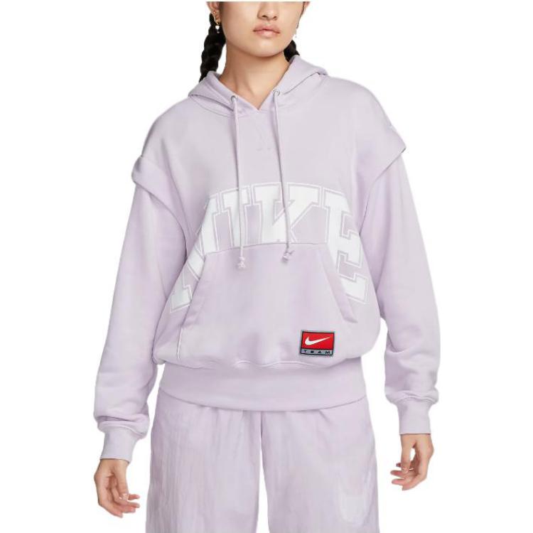 Nike Minimalist Letter Print Casual Hoodie Women Tops Purple DQ6586-530