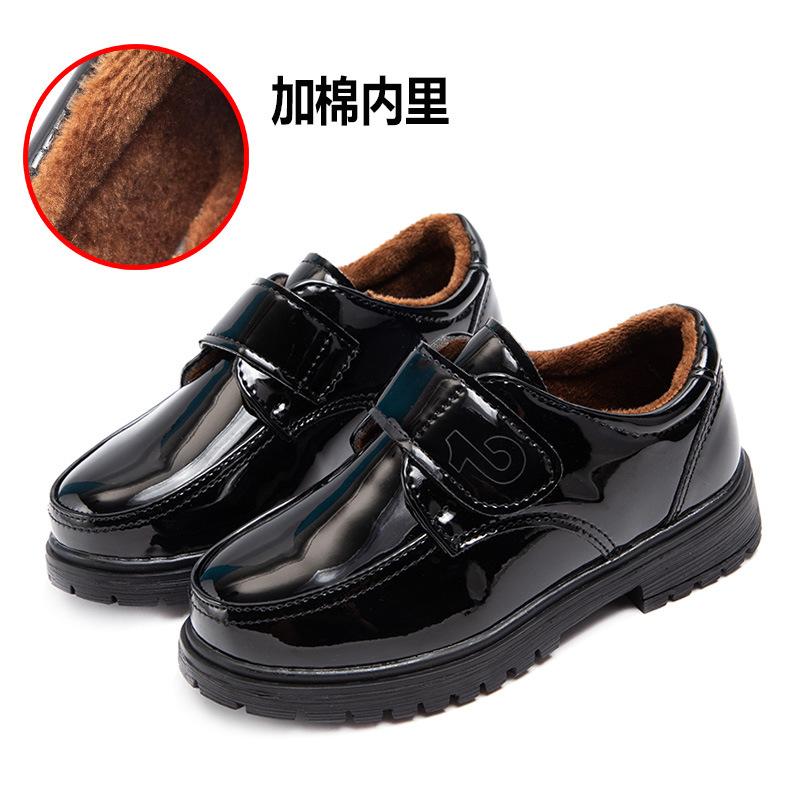 Spring and Autumn New Casual Lace-up Black Boy Leather Shoes Hollowed Out Feet Breathable British Korean Version of Small Children's Shoes