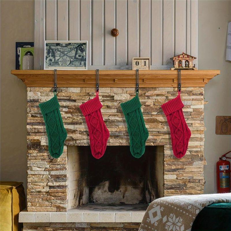 M-Modern-Christmas Stocking Holders, 4 PCS Adjustable For Mantle-Garland Hanger And Stocking Mantel Hooks-Metal