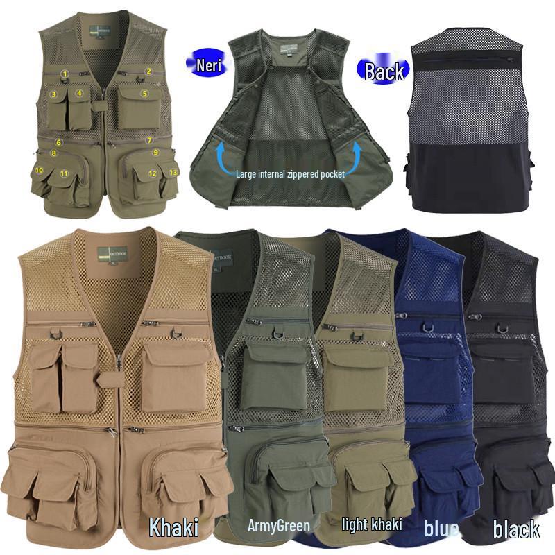 Men's 7XL Quick-Dry Mesh Vest With Multi-Pockets - Breathable Summer Wear