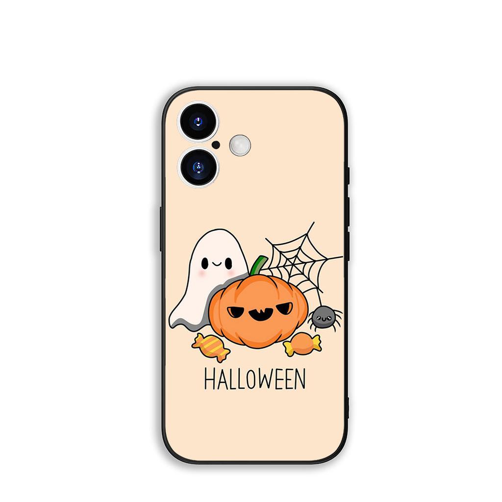 for Apple iPhone 16 15 14 Plus 13 12 Mini 17 Pro Max + ProMax 16E Air 15+ Cover Case Little Ghost With H-Halloweens Pumpkin