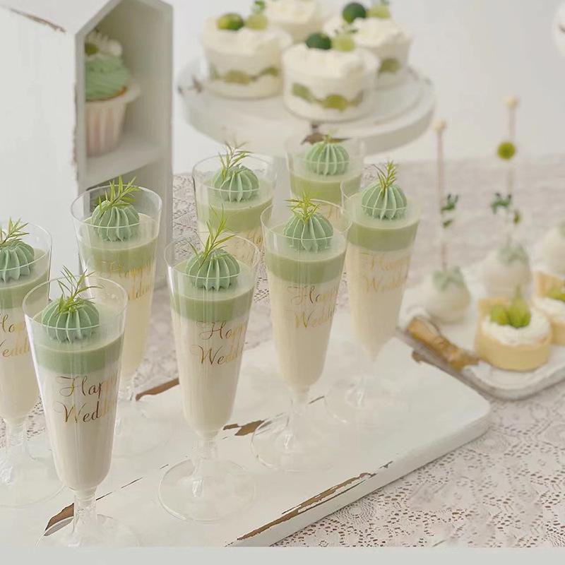 Disposable High-Stemmed Champagne Flute, Dessert Cup, Red Wine, and Cocktail Glass