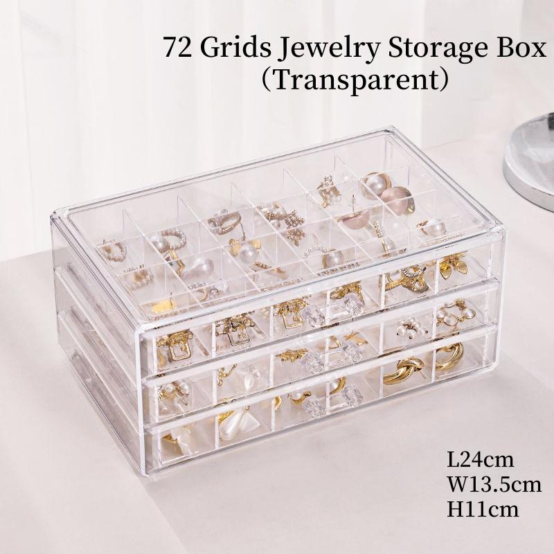 Jewelry Box Organizer Jewelry Cases for Women Girls Plastic Storgae Container with Grids for Earring, Ring, Necklace, Bracelets