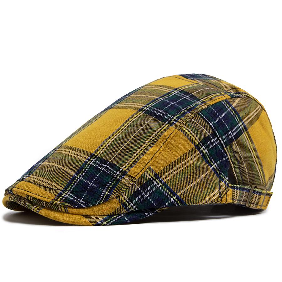 Multi Color Plaid Flat Cap Vintage Women Casual Fashion Visor Beret Spring Autumn Newsboy Hat For Men Ladies Adjustable Unisex
