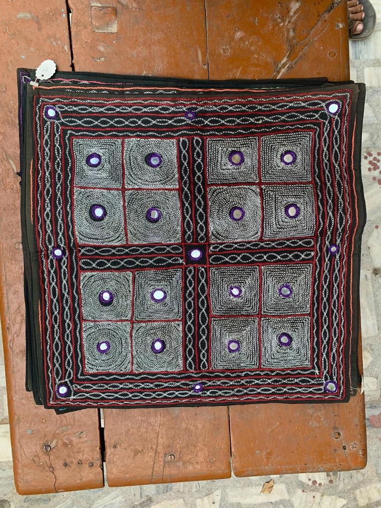 Hand Embroidered Cotton Pillow Cover: Bohemian Cushion (40"x 40")