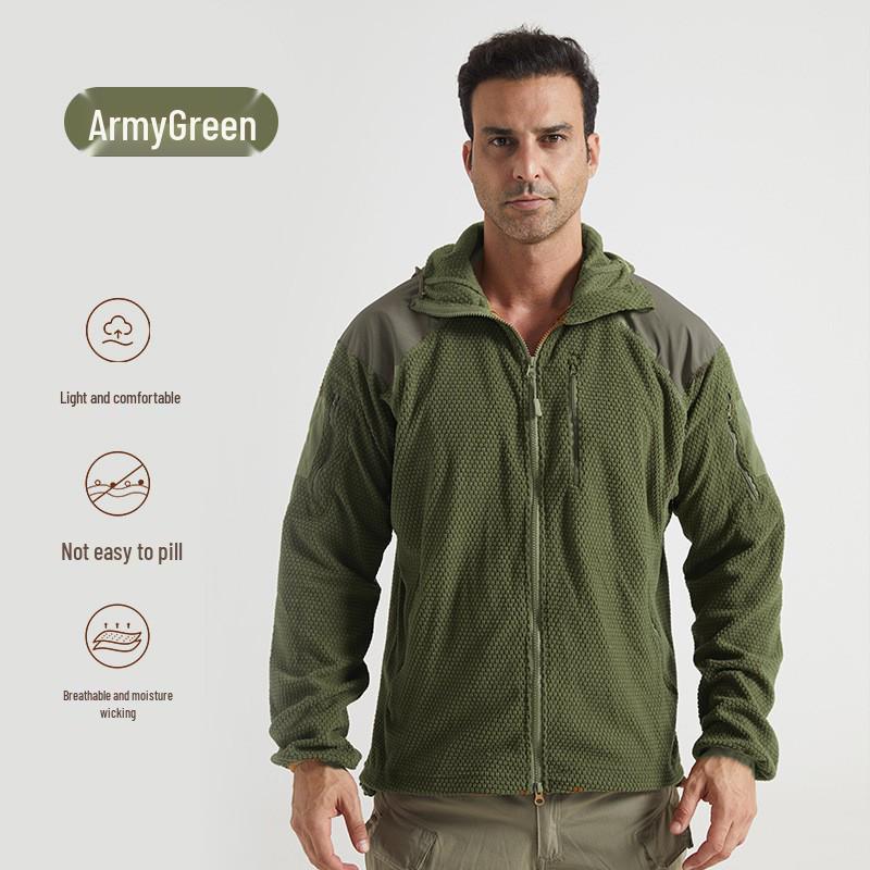 

Spring Plaid Fleece Cycling Windbreaker Jacket: Warm, Outdoor Tactical Sports Hoodie XL