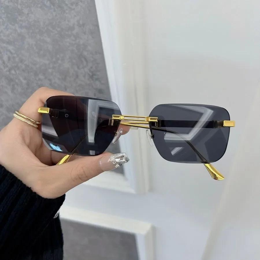 Designer Brand Square Sunglasses Women Men Colorful Small Frame Sun Glasses Female Mirror Colors Rimless Cool Fashion