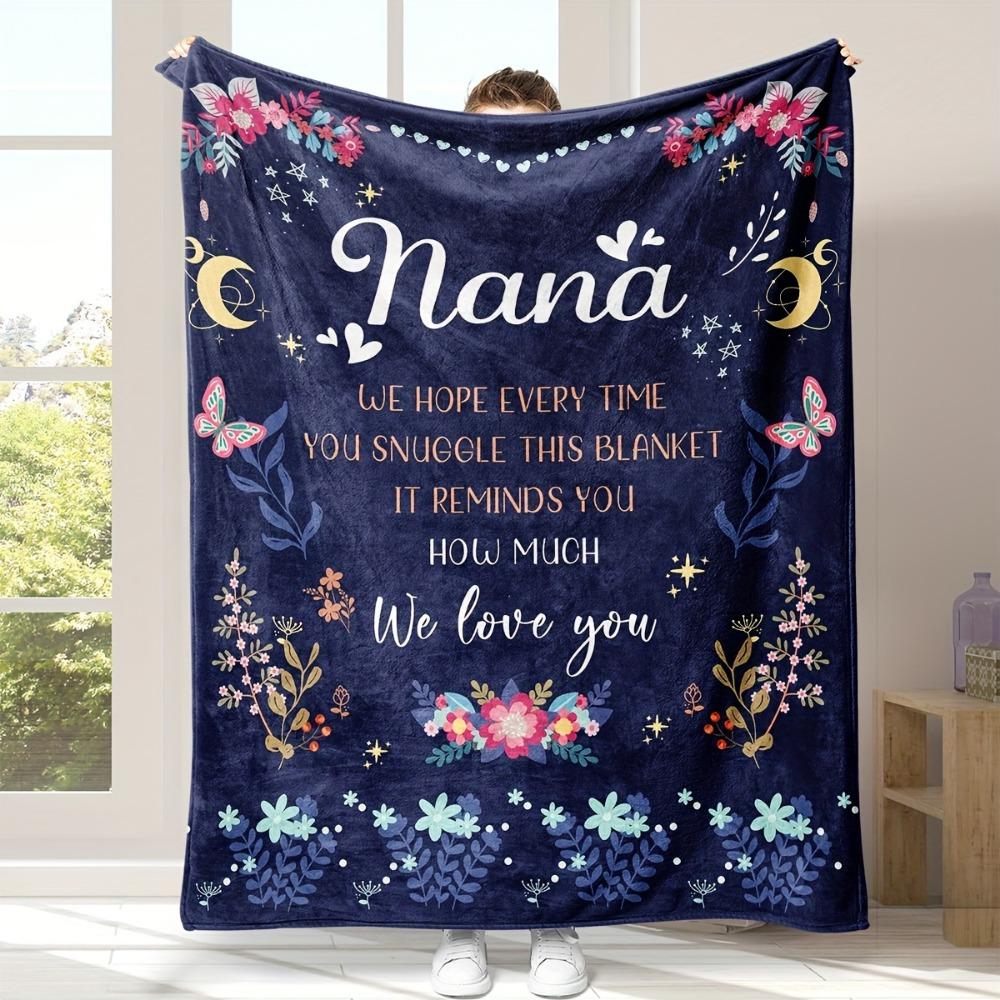 GUOYU Blanket 1pc Blanket Dark Blue Gift For NANA 3D Printed Cozy Fluffy Flannel Blanket for Home Living Room Bedroom Decor 2026 New Year Gif