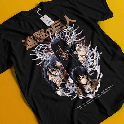 Tričko Attack On Titan Eren Tričko Mikasa AOT Levi Anime Manga Grafické Unisex Tričko