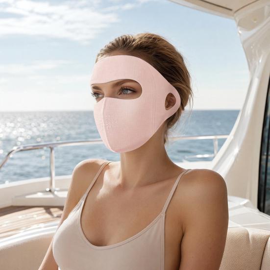 Soft Ice Silk Face Guard, Full Face Wrapping Face Protector, Breathable Holes Face Shield with Elastic Ear Loop for Outdoor Cycling Hiking Fishing