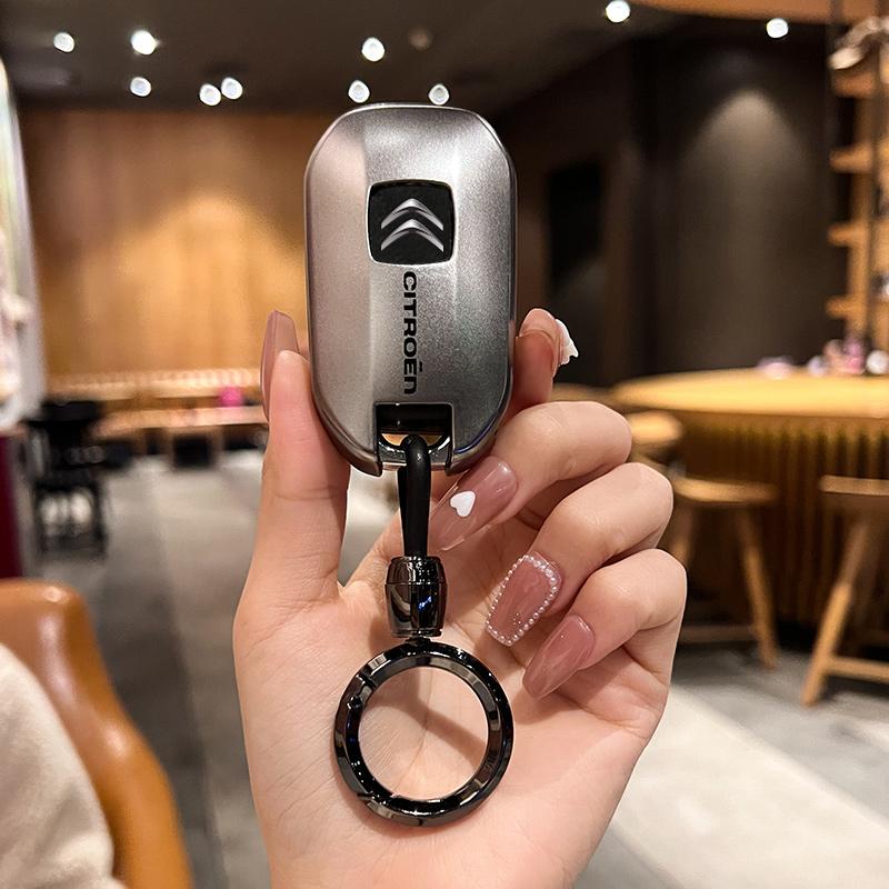 AABFE1 New TPU Car Car Flip Floding Key Case Cover Key Protector With Logo For Citroen C3 C4 CACTUS C6 C8 Auto Styling Accessories