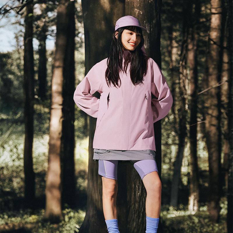 Skechers Outdoor Series Hooded Solid Color Zipper Long Sleeve Breathable Jacket Women jackets Gray Pink L424W166-01NX