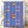 Blue Ocean Pattern Kids Cartoon Shower Curtain Creative Design For Bathroom Decoration 3D Printing Waterproof Fabric With Rings