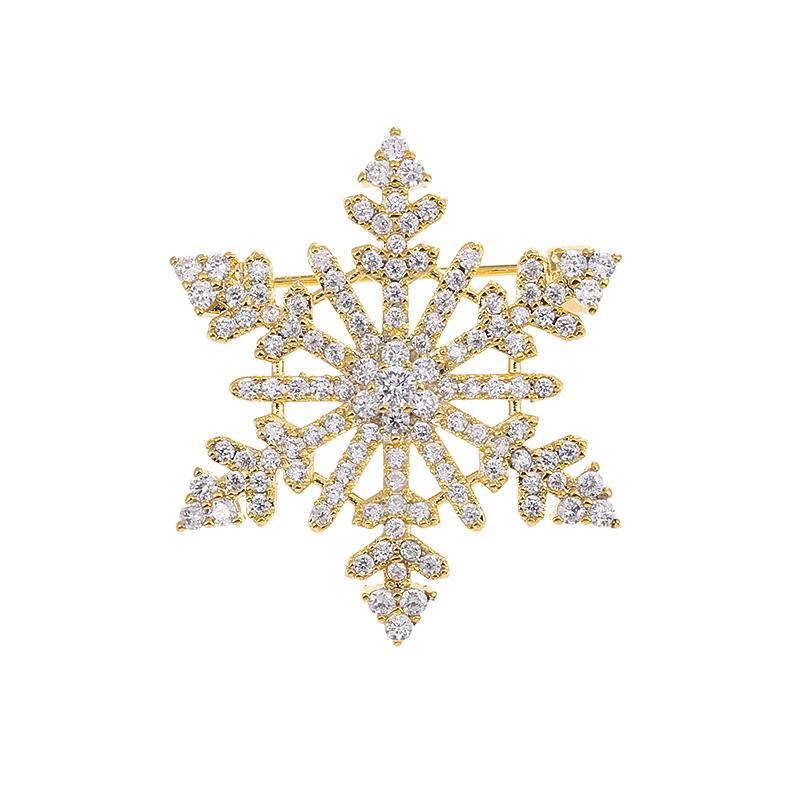 Weiman Fashion High Quality White Gold Plated CZ Diamond Snowflake Brooch Sparkly Zircon Jewelry for Wedding or Gift