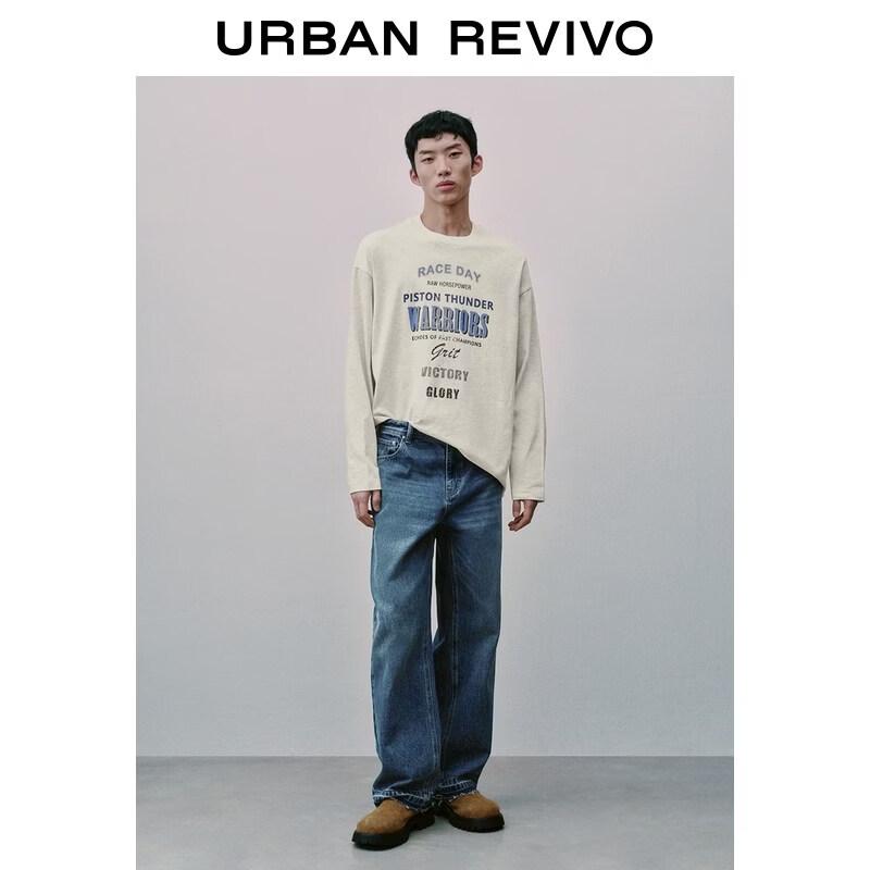 UR Men's Trendy Color-block Vintage Letter Print Cotton T-Shirt