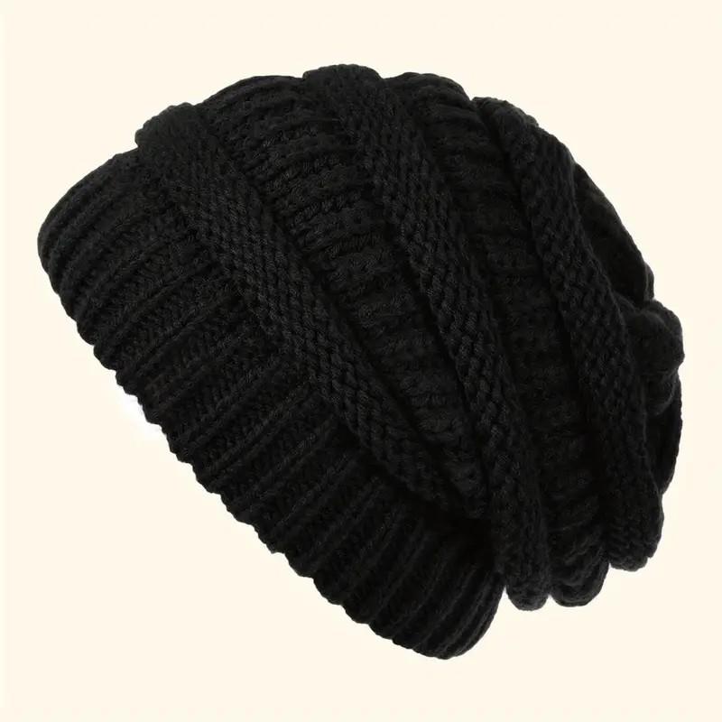 Women's Winter Beanie Hat with Extra-Large Circumference Thickened for Warmth Wide-Circumference Knit Hat Windproof and Cold-Resistant