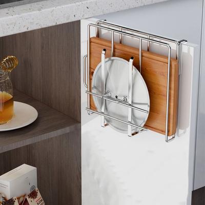 Hanging Rack Cutting Board Holder with Hooks Pot Lid Storage Rack  Cupboard