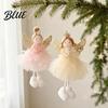 Angel Doll Decorations Pendant with Lace Mesh Skirt And Glitter Wings Decorative Holiday Tree Pendants Christmas Hanging Ornament for Home