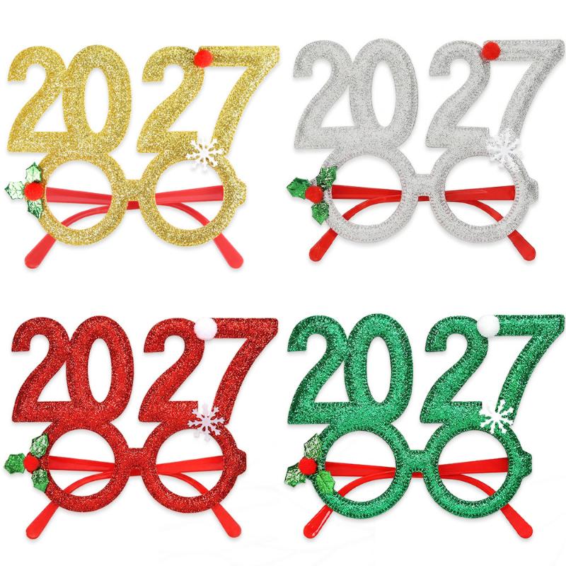 Festive Plastic Glasses Party Headband 2027 New Year Christmas Decor Hair Accessory for Kids Holiday Party Gift