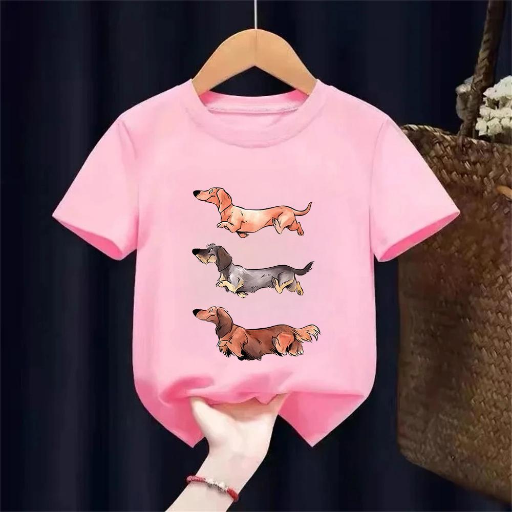 Dachshund Teckel Cute Dog Kids Tshirt Cute Printing Shirt Fashion TShirt for Casual Tops Short Sleeve