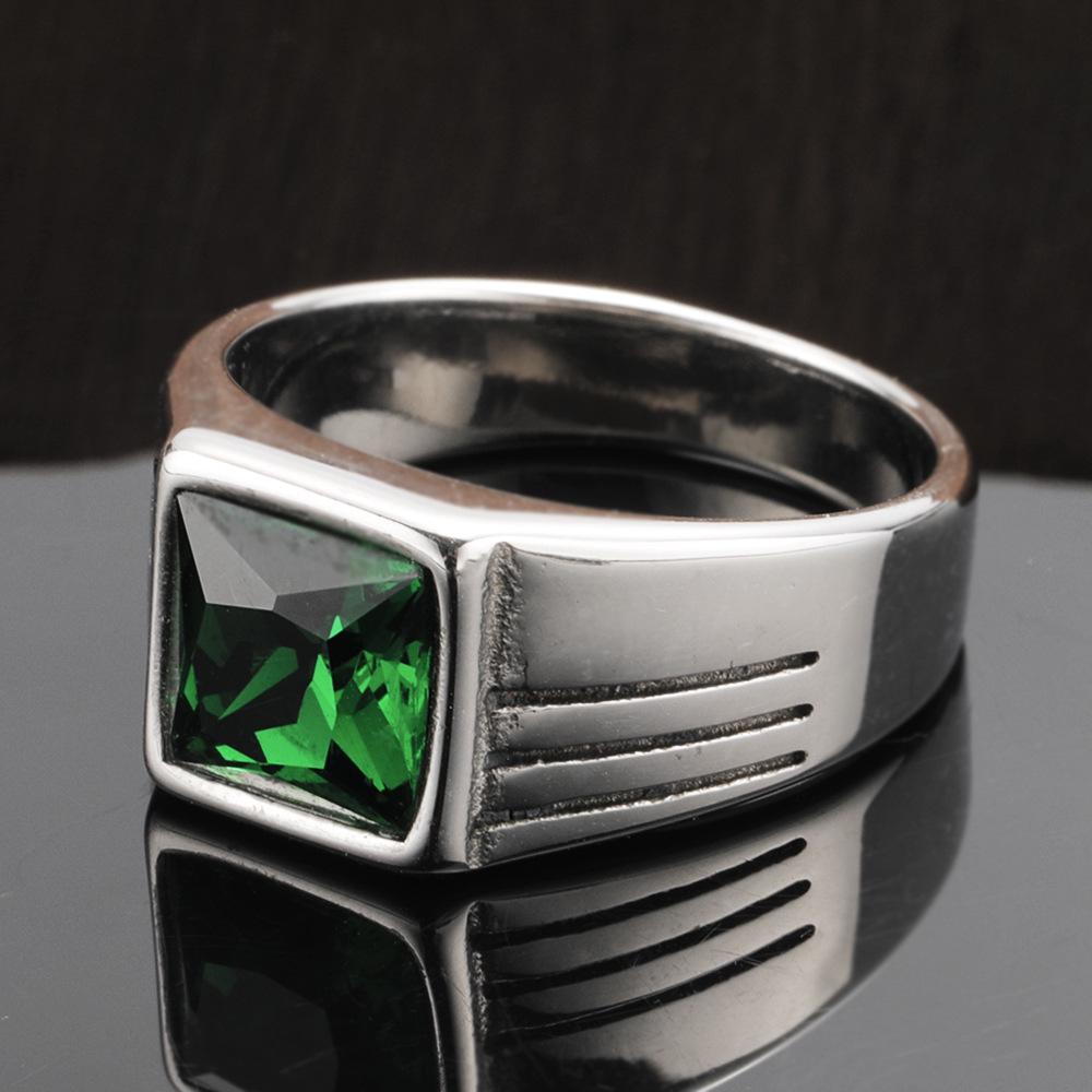 Men's Punk Rhinestone Inlaid Stainless Steel Ring – Japanese Korean Trendsetter Fashion.