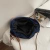 Duża Pojemność Retro Jeansowa Torba Damska Jednokolorowa Na Ramię Crossbody